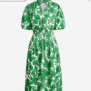 NWT j crew smocked-waist short-sleeve dress greenhouse floral size M